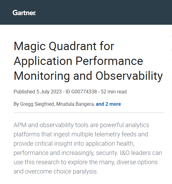 Magic Quadrant for Application Performance Monitoring and